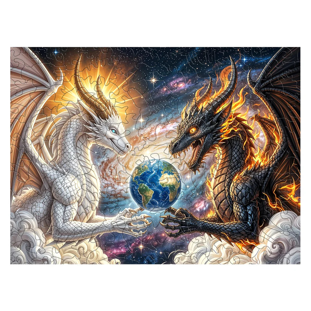 Yin Yang de dragão de gelo e fogo